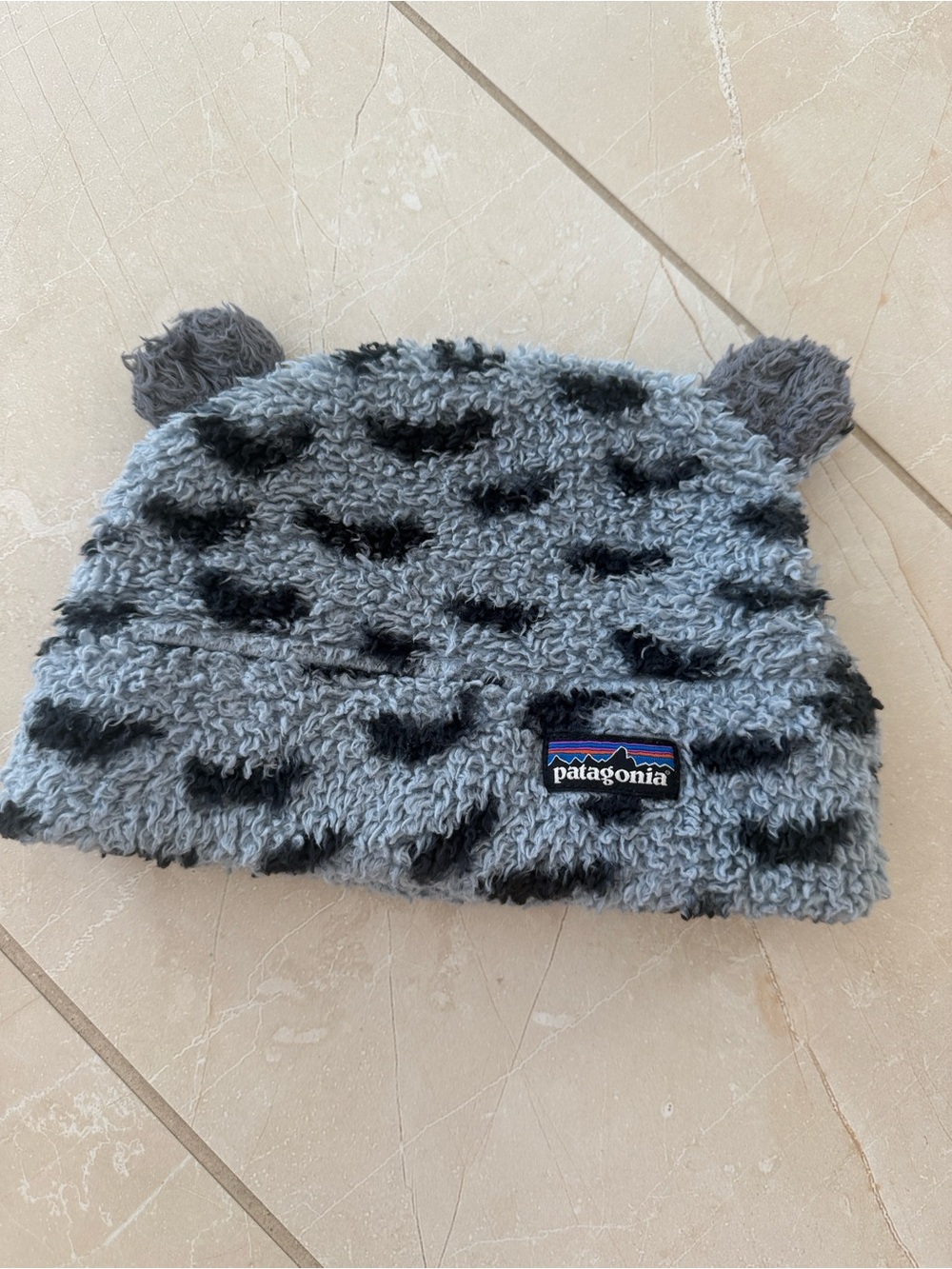 Patagonia Kids Gray and Black Fuzzy Bear Beanie